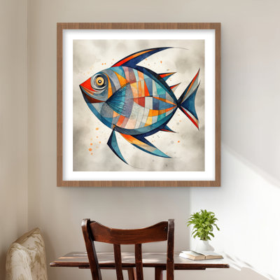 Poisson géométrique - Reproduction aquatique illustrative pour la décoration intérieure