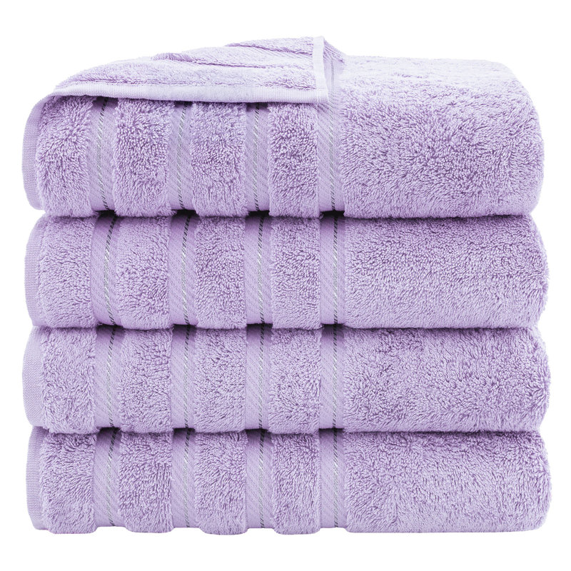 Edison 100% Turkish Cotton Quick-Drying Bath Towels (Set of 4), Lilac