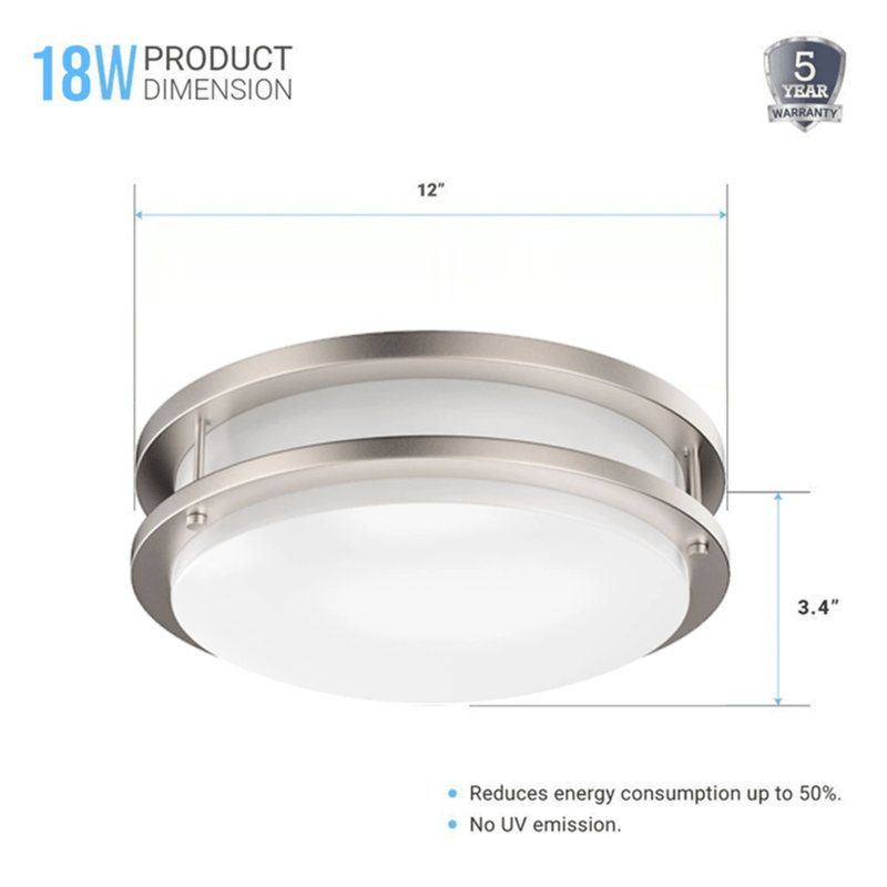 Plafonniers encastrés 12 "à DEL à intensité variable 1050LM, 2700K / 3000K / 3500K / 4000K / 5000K, finition nickel brossé (ensemble de 6)