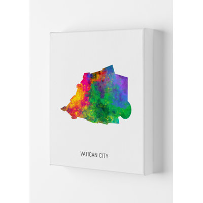 Vatican City Watercolour Map by Michael Tompsett - 1 Piece Wall Art