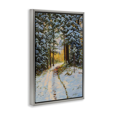 Snowy Forest Trail Framed Floater Canvas by Andrew Kiss
