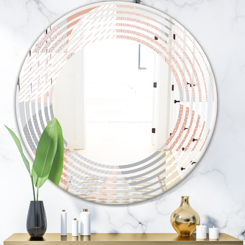 Miroir d'appoint mural Wave Americana, 23,6 po x 23,6 po, Vague ronde à motif géométrique texturé Cottag