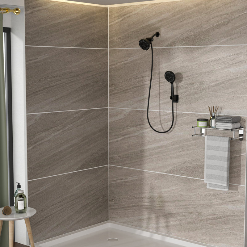 Pomme de douche double multifonction - Système de douche avec pomme de douche à pluie de 4,7 po, douche à main à 7 fonctions