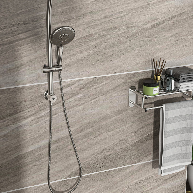 Brushed Nickel 5" Dual Shower Head With Adjustable Slide Bar - 5 Modes For Personalized And Bath In Ways To Customize Time
