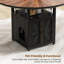 47" Round Farmhouse Dining Table Set for 4–6, Metal Base Table with Storage Rack, Includes Cat Table and 4 Brown Chairs