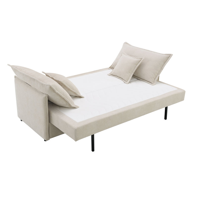 Canapé-lit modulaire en tissu beige avec 2 coussins décoratifs Elisea