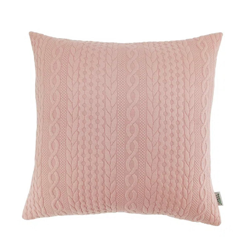 Farmhouse Knitted Modern Embossed Patterned Pillow Cover, 18"H x 18"W, Pink