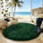 Dark Green Round Shag Rug Non-Slip Long-Pile Round Rug 6 ft Silk-Blend Rug Round Shag Rug Ideal for Teen Rooms Suitable for Bedrooms Suitable for Living Rooms Antibacterial Durable Material-555472339-560752770