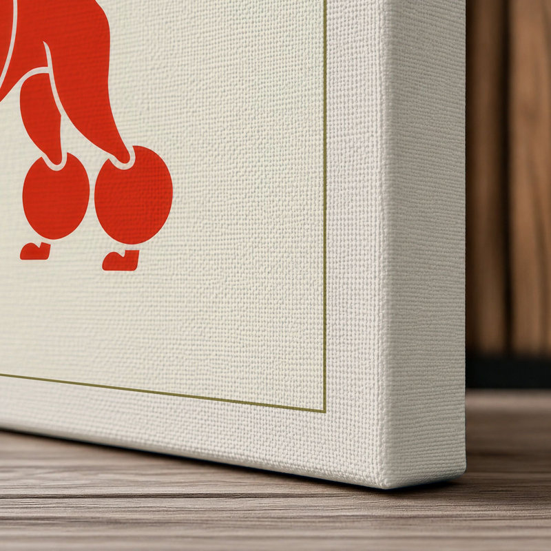Poodle Under Palms Mid-Century - Wrapped Canvas, 30x20 - 76.2 x 50.8 cm, Cream Border