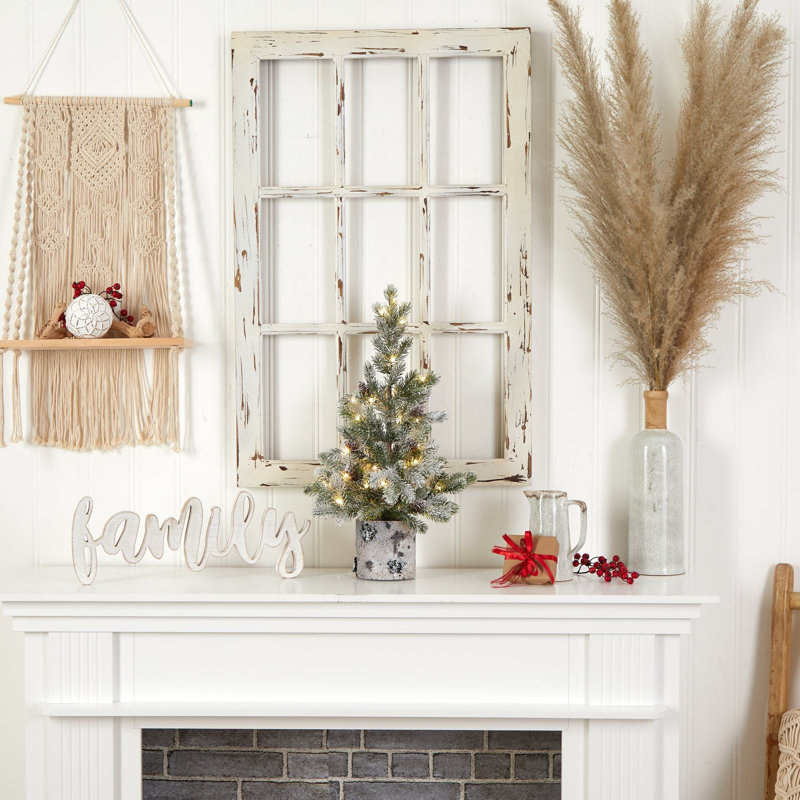Arbre de Noël floqué en pot décoratif avec lumières DEL