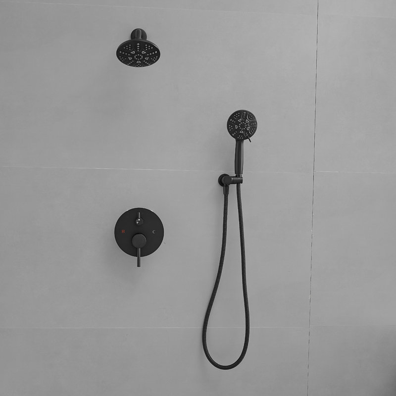 Système de douche complet avec valve brute, Noir mat