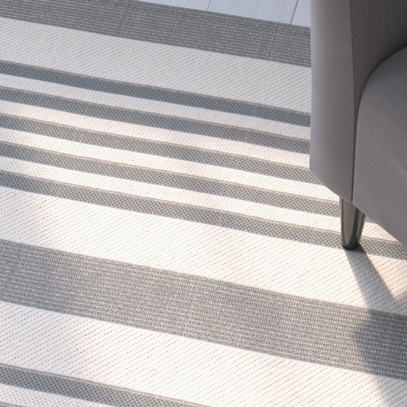 Tapis d'intérieur / extérieur à rayures Pontianak Performance, Rectangle 2 pi 7 po x 5 pi