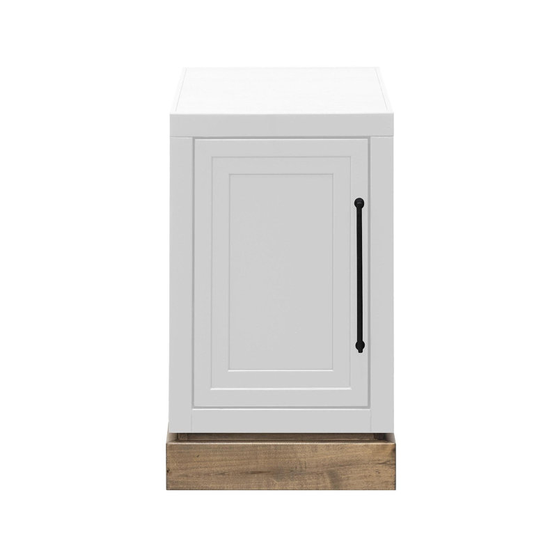 Table de chevet 15 po Nora, aucun assemblage requis, finition blanc jasmin et bois de grange, Blanc