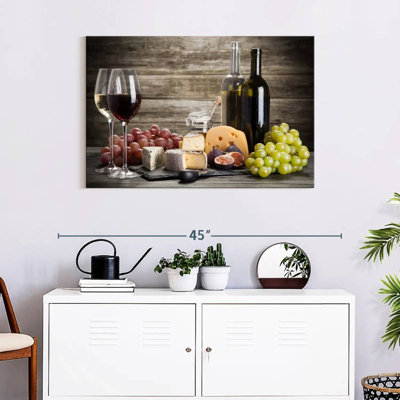 «Wine And Alco Wine And Cheese Jumelage», reproduction sur toile