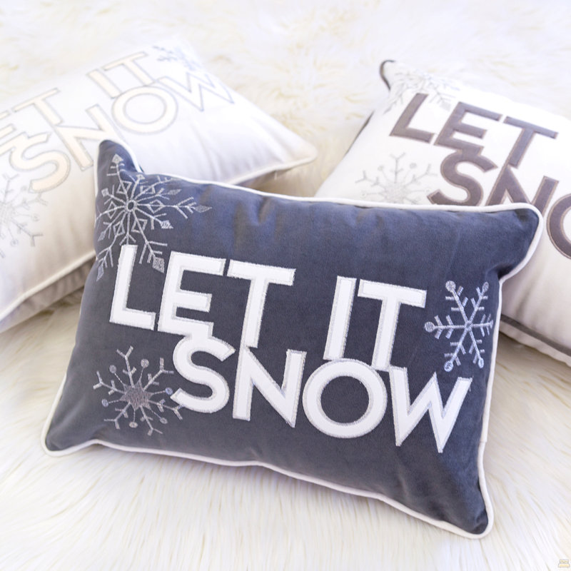 Coussin en velours Nneka Let It Snow, Simple, Blanc