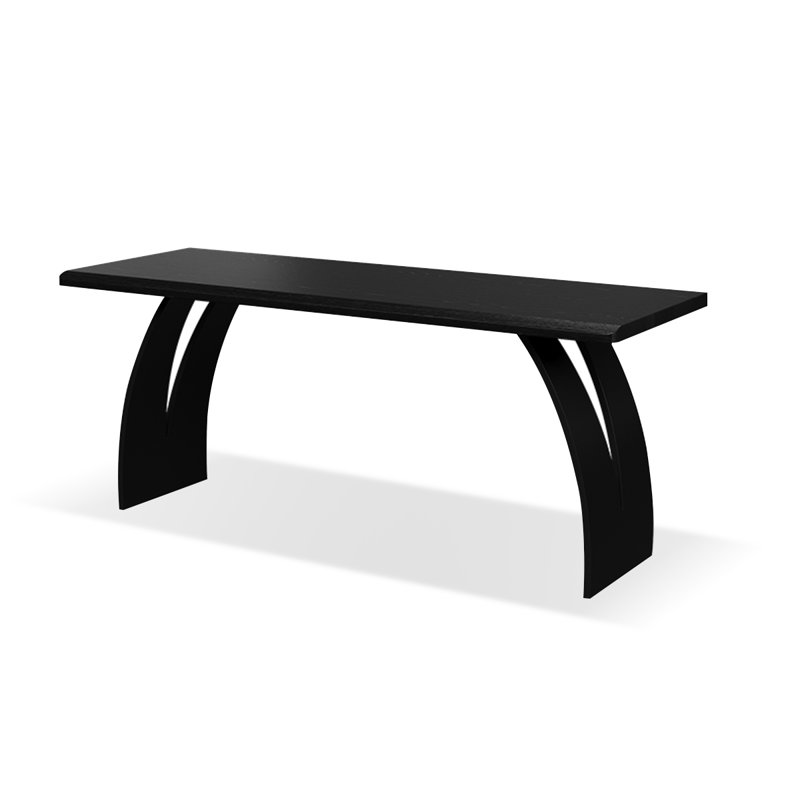Bureau rectangulaire en bois massif et fer noir, H 29,53 po x l 70,87 po x P 23,62 po