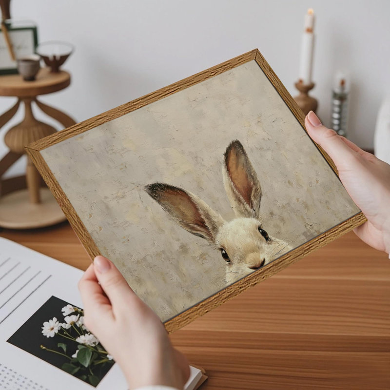 Lapin de Pâques, art mural encadré de lapin rétro, impression sur toile, H 12 po x l 16 po