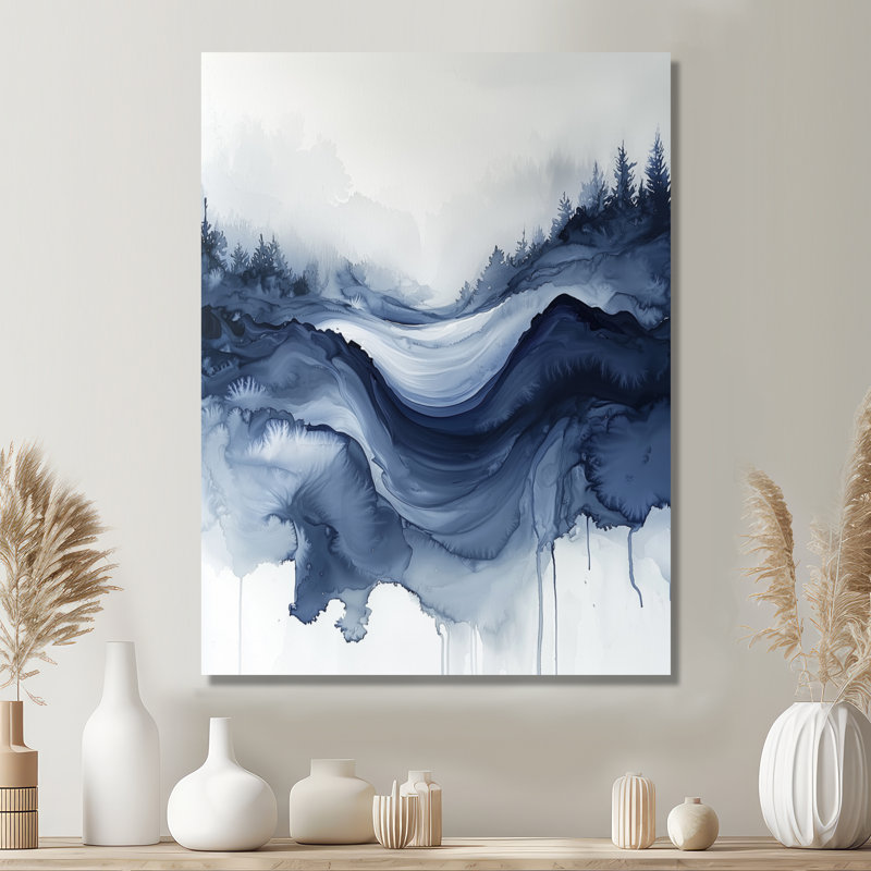 «Forest Winter River Silence Reflection», impression murale en métal forêt, H 20 po x l 12 po