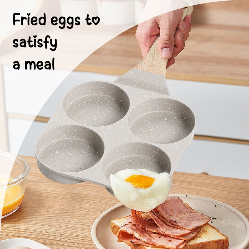 Caannasweis 4 Cup Egg Omelette Pan Nonstick Granite Omelette Skillet, Beige
