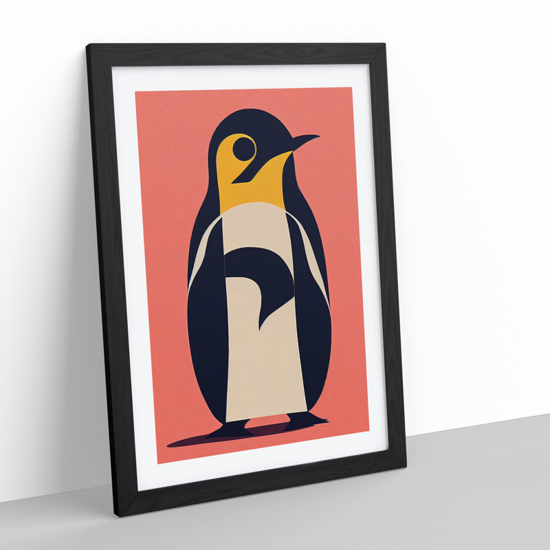 XV1022-3469X Penguin Abstract No.5 - Print, 64cm H x 46cm W, Black Frame, No Matte