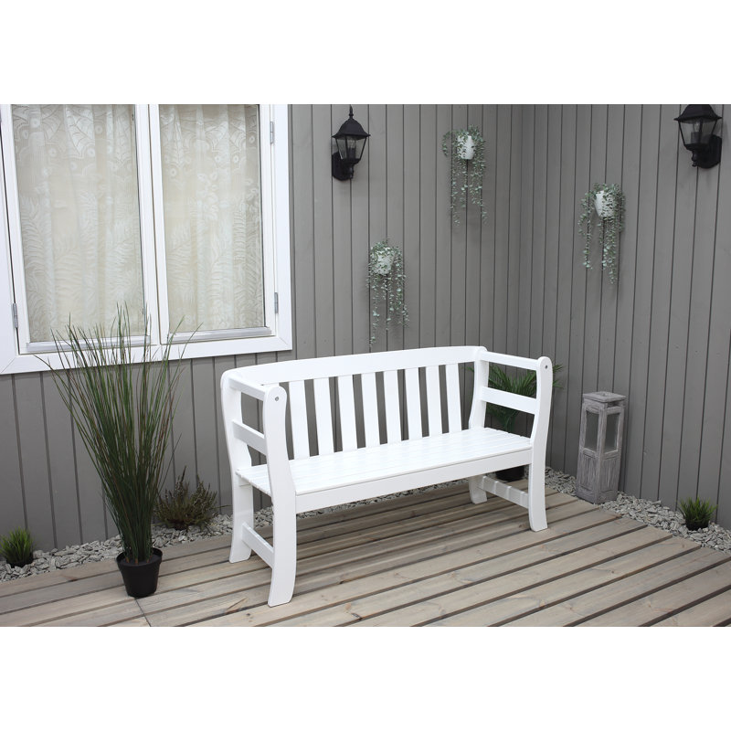 Clapen Solid Wood Pine Outdoor Bench, White