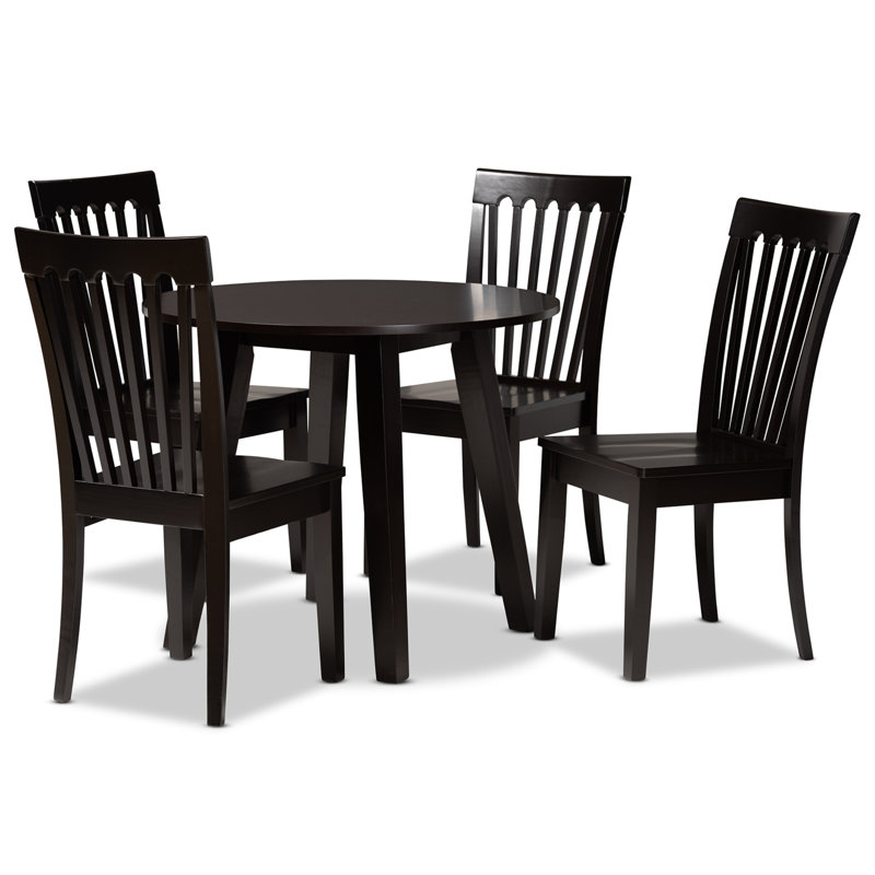 Ensemble de salle à manger moderne et contemporain 5 pièces en bois fini brun foncé, H 38,2 po x l 17,9 po x P 21,7 po