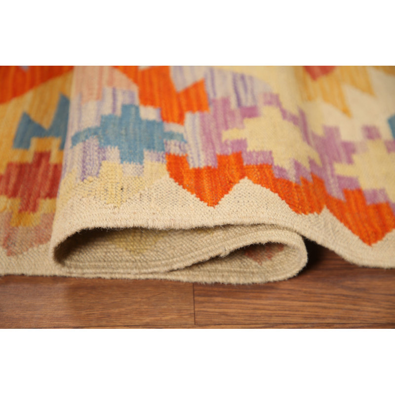 Tapis réversible en laine coloré 5 x 7 Kilim
