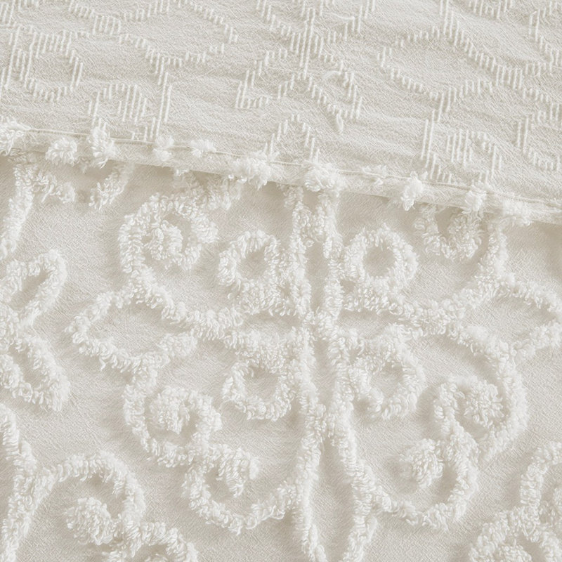 Literie Eldridge, Couvre-lit double / grand + 4 pièces supplémenta, Blanc cassé