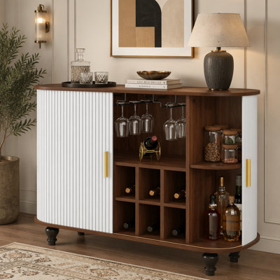 Armoire de bar Mid-Century moderne avec un grand tiroir de rangement, 4 espaces de rangement cachés sur le côté