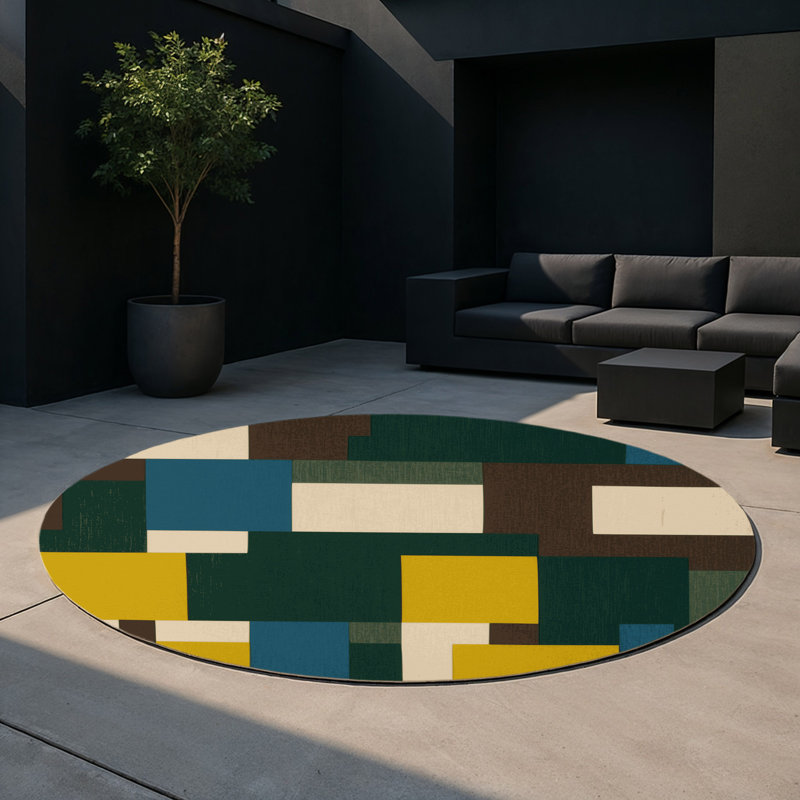 Tapis intérieur et extérieur Fractured Fields, Round 5'