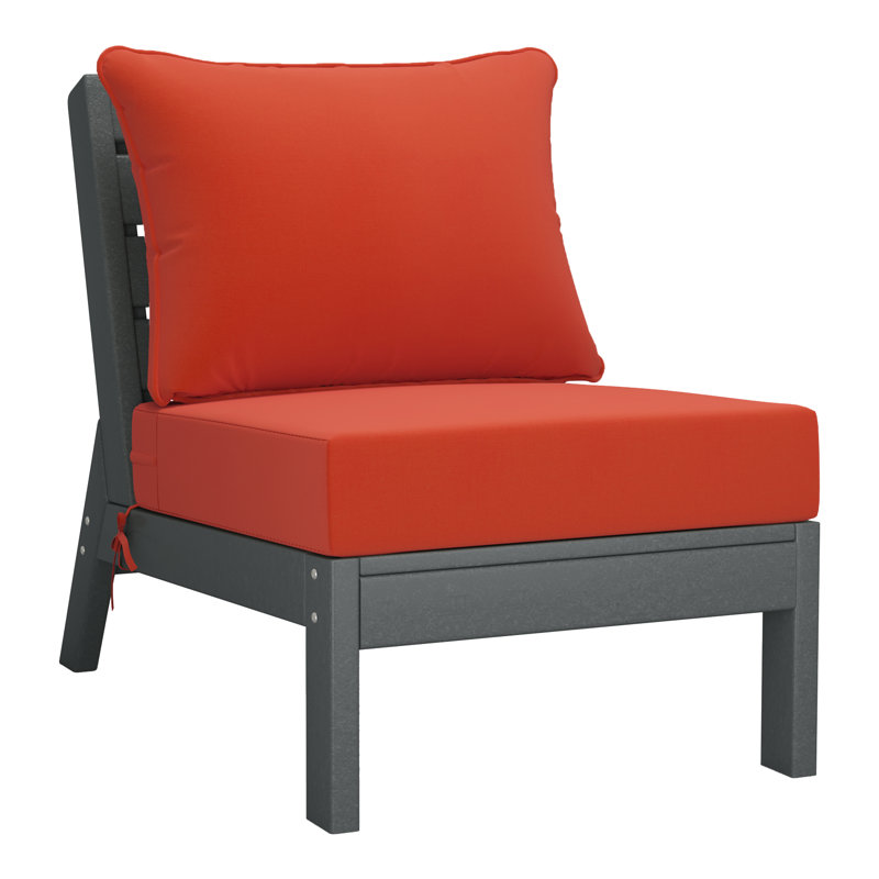 Deep Seating Armless Chair With Cushions, Orange, Gray