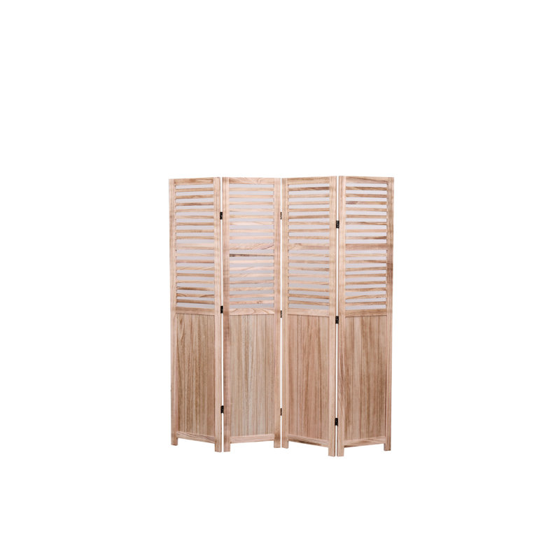 4 écrans d'intimité pliants en bois massif, l 55,2 po x H 65 po, de couleur naturelle, charnières en métal pratiques et décoratives, décorent le paravent, la tonalité, se déplient facilement,