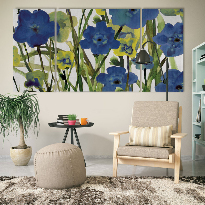 Prélèvement de fleurs-multi-pièces sur toile tendue, H 40 po x l 80 po x P 1,5 po