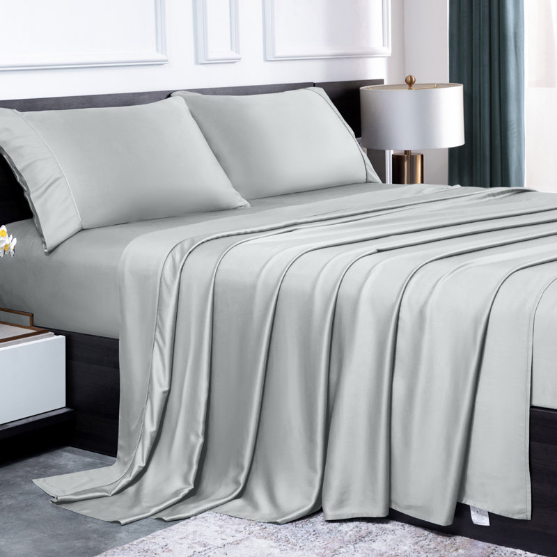 100% Rayon from Bamboo Sheet Set, 16" Deep Pocket Cooling Silky Soft Bed Sheets, California King Sheet Set with 2 Pillowcases