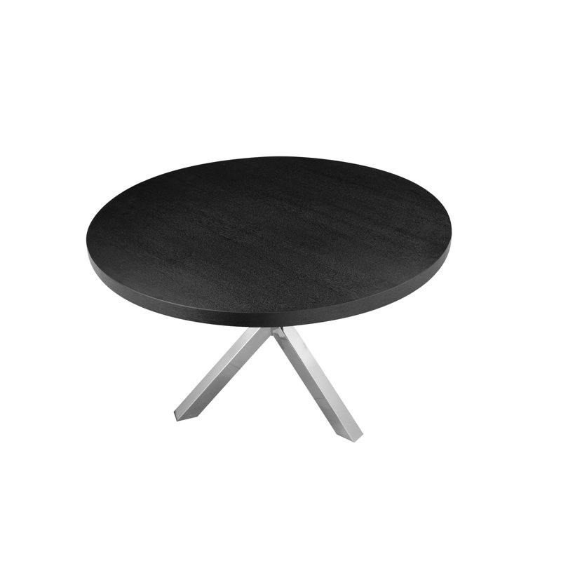 Table de salle à manger ronde en bois et métal Pangea Home, Argent argent, Noir