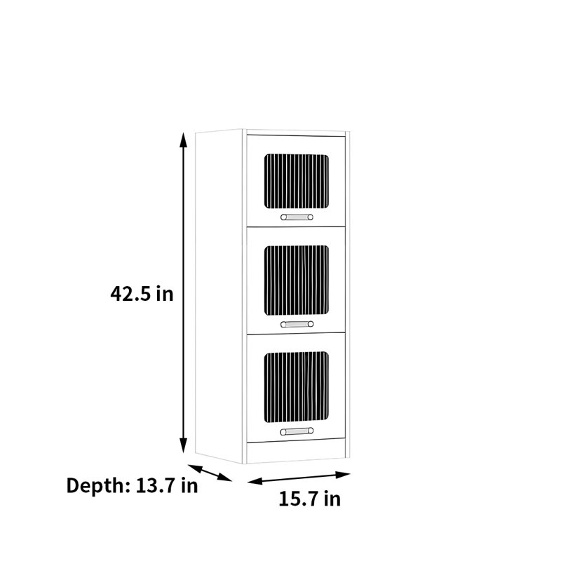 Rabehi, (3 tablettes) H 42,5 po x l 15,7 po x P 13,7 po, Brun