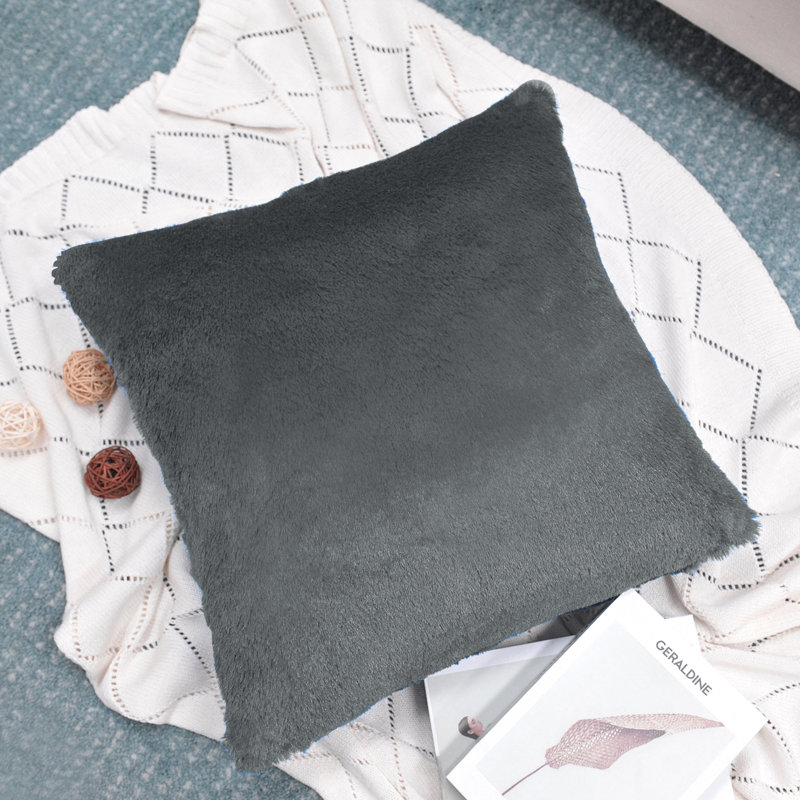 Housse de coussin réversible en fausse fourrure, Étain