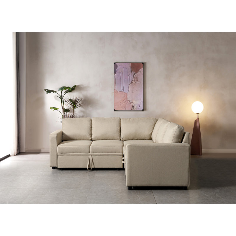 Canapé-lit modulaire polyvalent avec coussins confortables et structure en bois durable pour les petits espaces