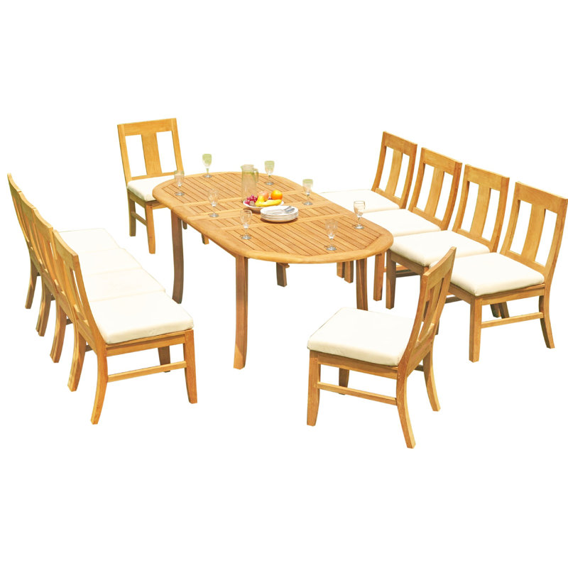 Ensemble de salle à manger 13 pièces en teck Kevon, H 30,5 po x L 82 po x l 40 po, 10