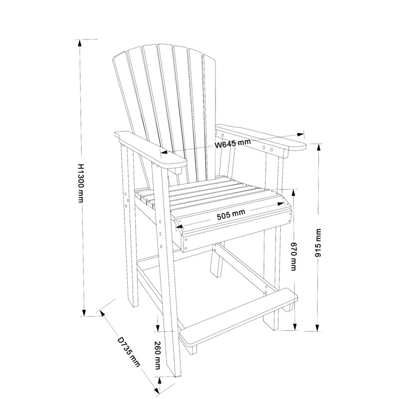 HDPE Bar Chair, Outdoor Tall Adirondack Chairs Set Of 2, Patio Bar Stool Chair With High Back White + Gray, Set Of 2