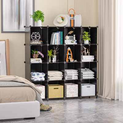 Rimmert 16 Cubby Storage Organizer, Closet Clothes Storage Organizer, Cube Shelves Closet Organizers And Storage Shelves For Clothing Storage With Ham