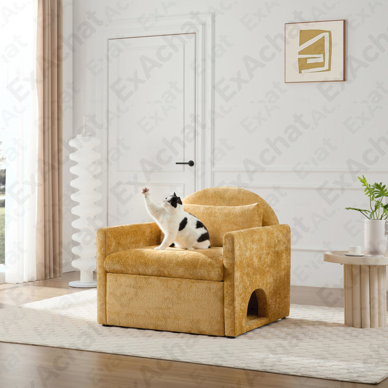 Fauteuil surdimensionné en chenille, Jaune