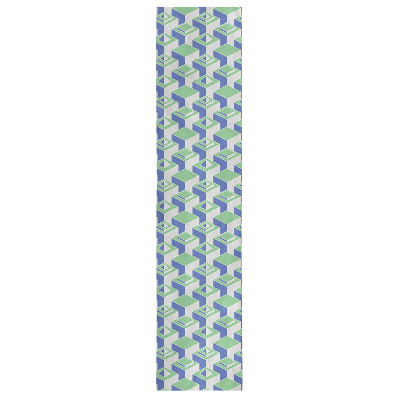 Chemin de table Classic Skyscrapers, 16 po x 90 po, Vert et bleu