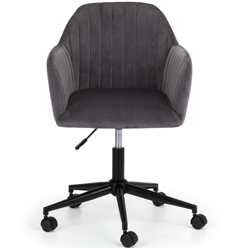 Cordelia Velvet Office Chair, Black, Grey