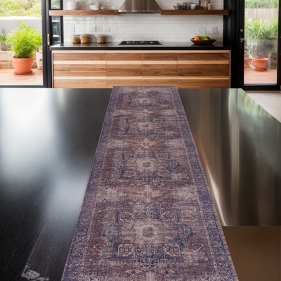 MAVAL Burgundy Washable Rug Doormat Rug