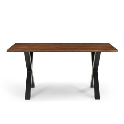 Timblin Solid Wood Top Metal Base Dining Table