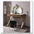 2 Drawers Vanity Desk with Mirror and Jewelry Tray, Walnut and Gold
