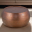 Table basse, moderne en aluminium rond contemporain de 32 po, table de ferme avec cuivre martelé à la main brillant antique