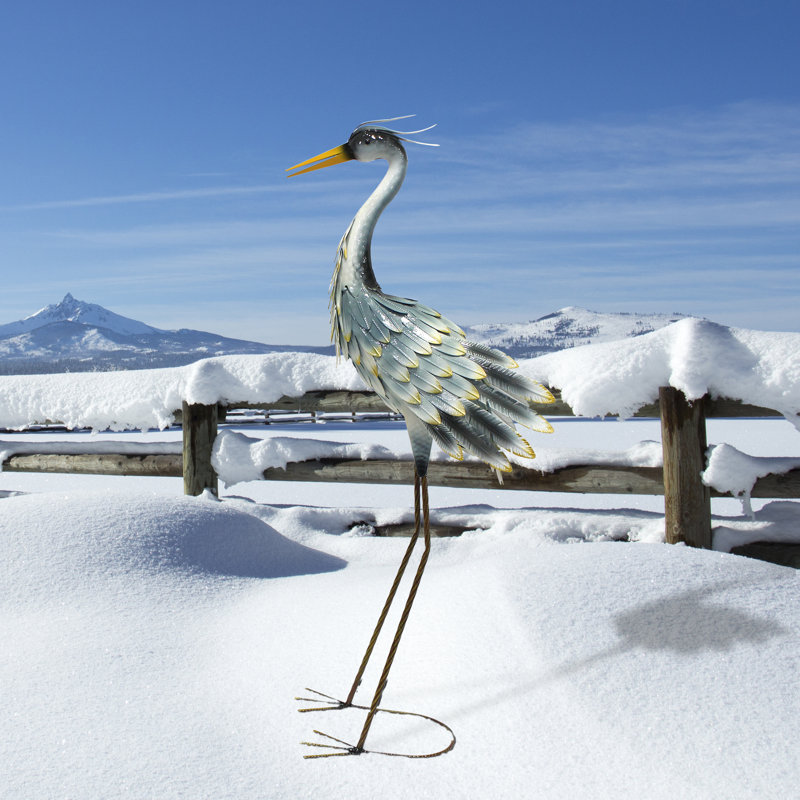 Statue d'extérieur en métal Heron