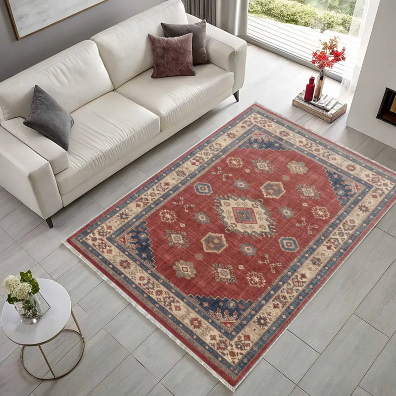Tapis coulissant pour tapis en chenille rouge antidérapant lavable pour le salon de la cuisine, Runner 2'8" x 6'7"